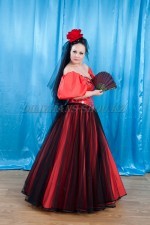 2297. Испанский костюм женский. Платье (8000 тг), роза + мантилья (1000 тг), веер (1000 тг)