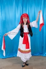 02254 Греческий национальный костюм женский. Платье + шаровары + фартук + жилет (10000 тг), головной убор (2000 тг)