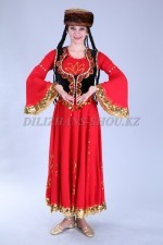 02232 Уйгурский национальный костюм женский. Платье (5000 тг), жилет (2000 тг), шаровары (2000 тг), тюбетейка с косами и мехом (4000 тг)
