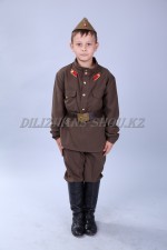 00304 Военный костюм для мальчика. Галифе + гимнастерка + пилотка + ремень (5000 тг), сапоги (2000 тг)