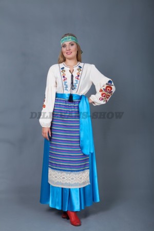 02136 Женский костюм в славянском стиле. Блузка (4000 тг), юбка (4000 тг), фартук (2000 тг), повязка (1000 тг)