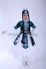 00552 Казахский национальный костюм "Меруерт" 02. Платье детское (6000 тг)/подростковое (8000 тг), саукеле (2000 тг), косы (2000 тг)