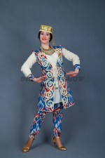 02264 Узбекский танцевальный костюм с цветными шароварами. Камзол + туника + шаровары (10000 тг), головной убор (2000 тг)