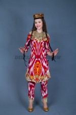 00798 Таджикский национальный костюм «Шахноза 01». Туника + шаровары (8000 тг), головной убор с косичками (3000 тг)